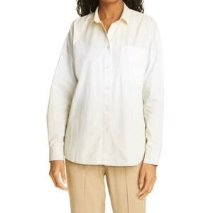 ATM Anthony Thomas Melillo Ombre Cotton Button Down Shirt Cream Yellow White L